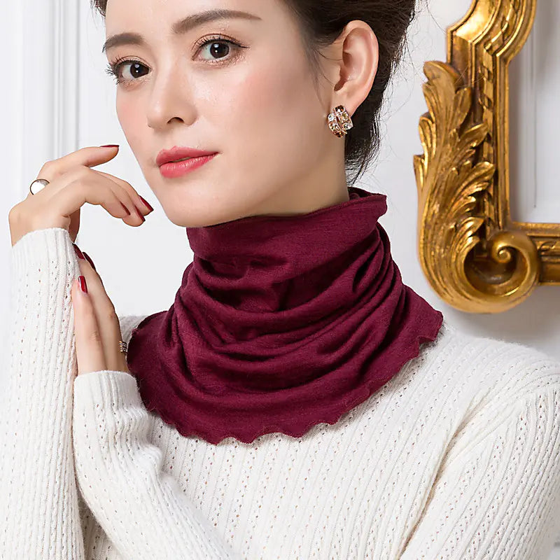 Autumn Winter 100% Wool Double-Layer Neck Warmer