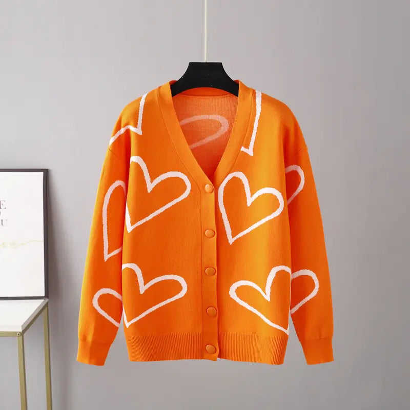 2023 Autumn Winter Women's Knit Cardigan with Hearts