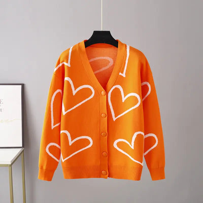 2023 Autumn Winter Women's Knit Cardigan with Hearts