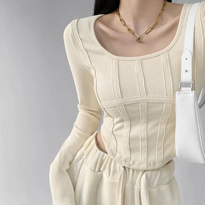 Long Sleeve Women's Fishbone Waist Shirt