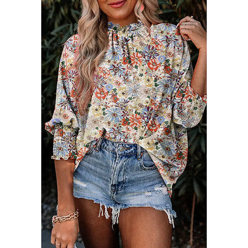 Autumn New Women's Long Sleeve Printed Chiffon Top
