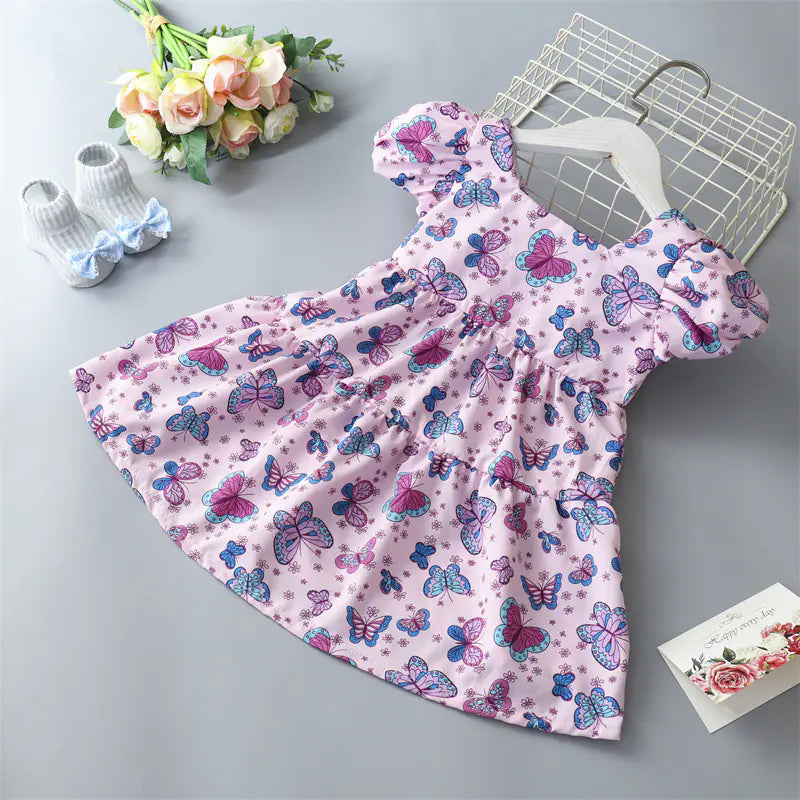 Girls' Floral Dress with Bowknot for Kids