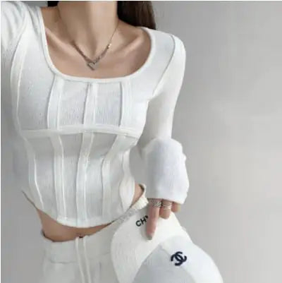 Long Sleeve Women's Fishbone Waist Shirt