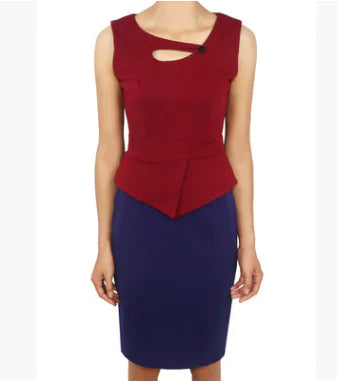 Floral Patchwork Plus Size Sleeveless Pencil Dress