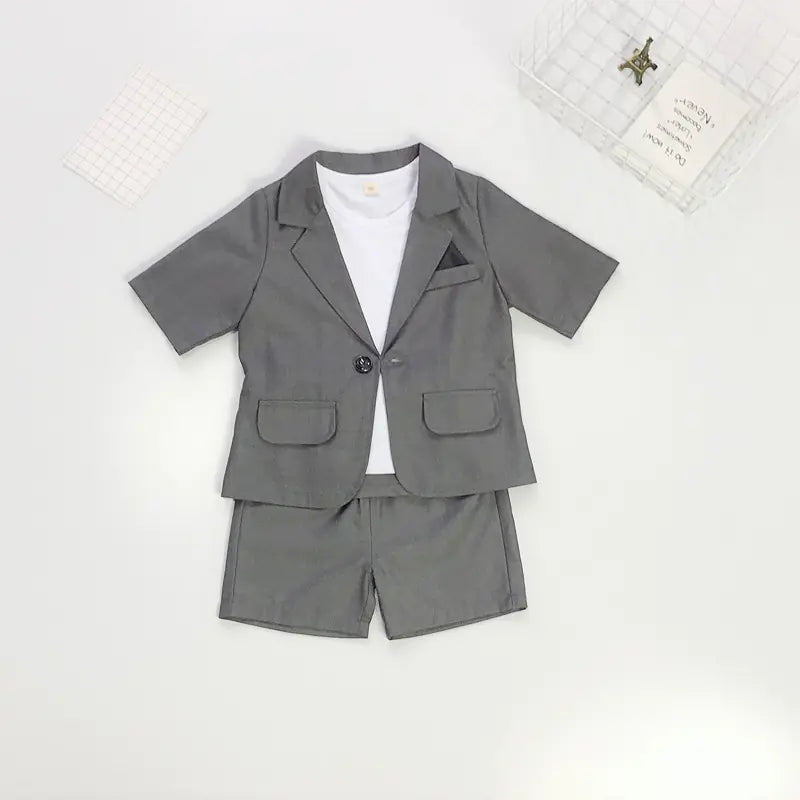 Boys' Summer Suit Set with Shorts and T-Shirt (3 Pieces)