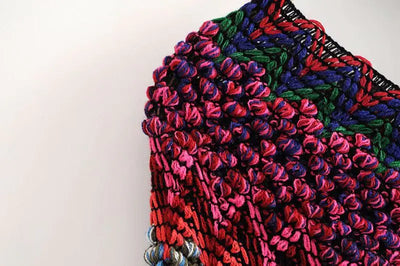 Irregular V-Neck Knit Sweater with Fringe Shawl