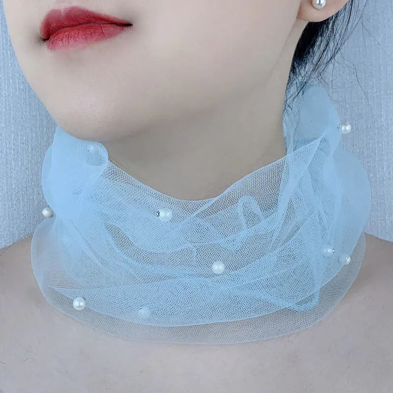 Fashion Solid Color Women's Beaded Elastic Scarf