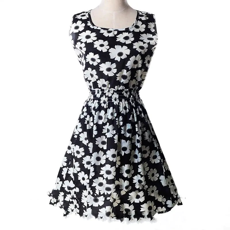 Plus Size Floral Chiffon Sleeveless Dress