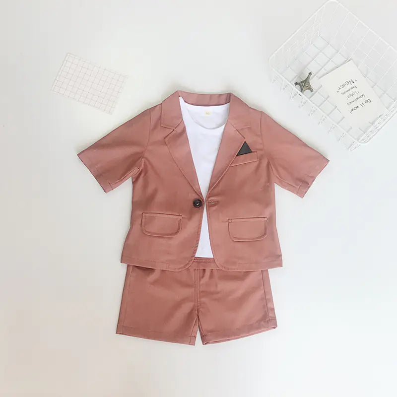 Boys' Summer Suit Set with Shorts and T-Shirt (3 Pieces)