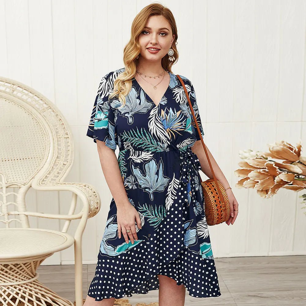 2020 New Summer Dress with Floral Patchwork (Plus Size) - ActOn