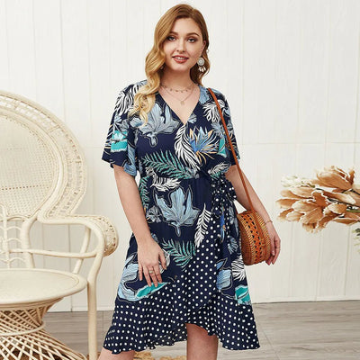 2020 New Summer Dress with Floral Patchwork (Plus Size) - ActOn