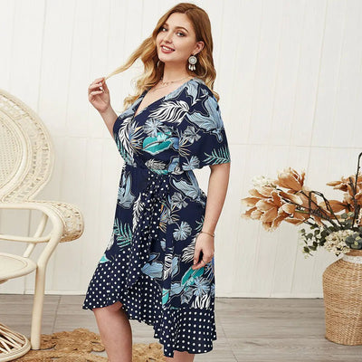 2020 New Summer Dress with Floral Patchwork (Plus Size) - ActOn