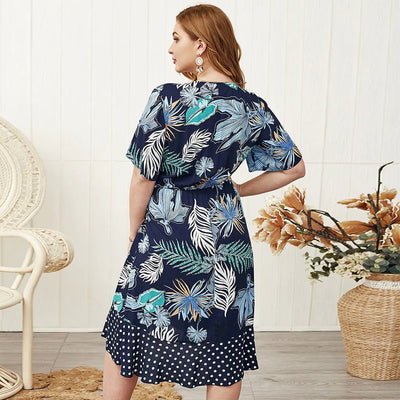 2020 New Summer Dress with Floral Patchwork (Plus Size) - ActOn