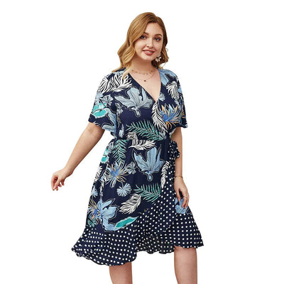 2020 New Summer Dress with Floral Patchwork (Plus Size) - ActOn