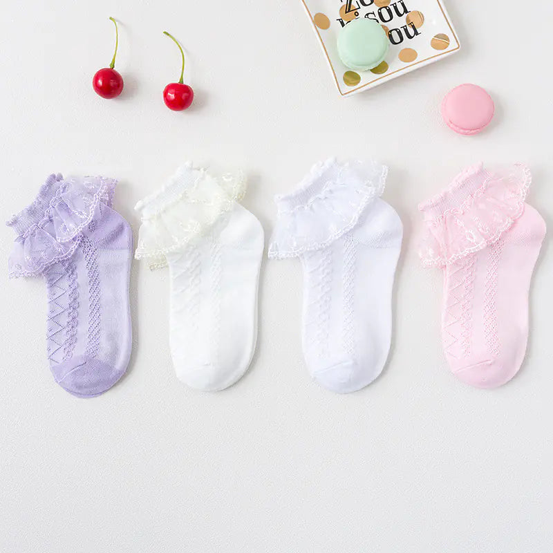 Children's Thin Breathable Lace Socks
