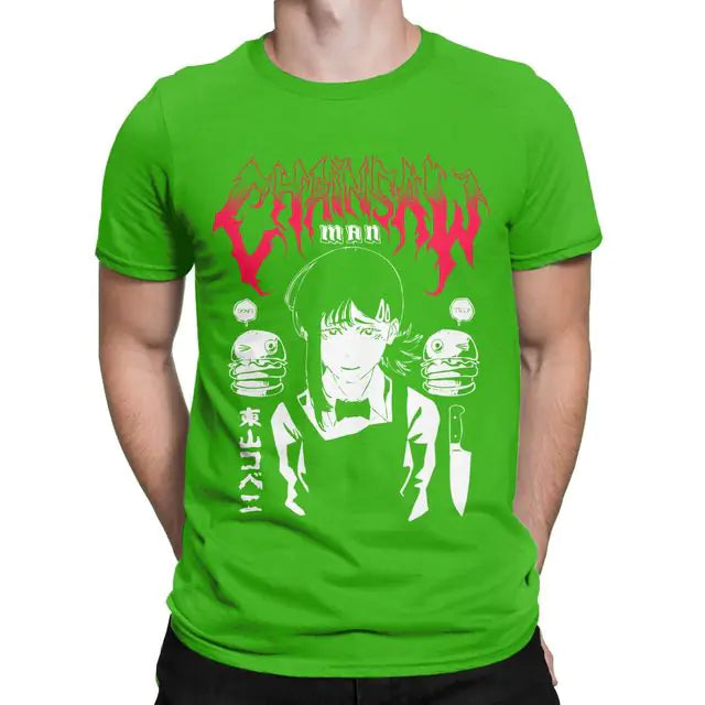 Men's Cotton T-Shirt with Retro Anime Scene Design
