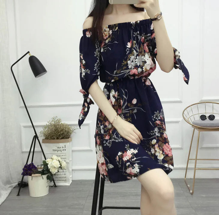 Strapless High-Waist Floral Dress