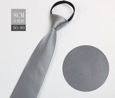 Black Men's Tie - Blue Striped Business Zipper Tie