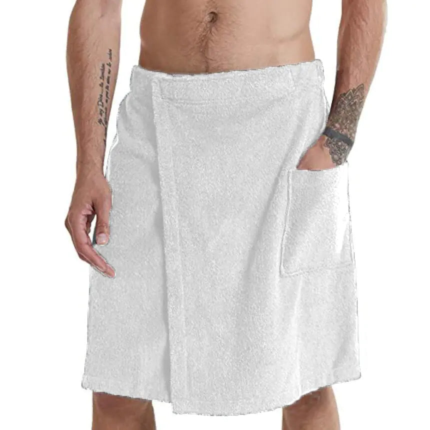 Men's Velcro Bathrobe with Pocket Towel