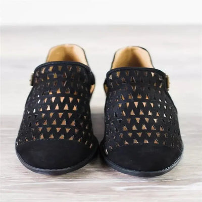 Mid-Heel Sandals with Hollow Toe Design