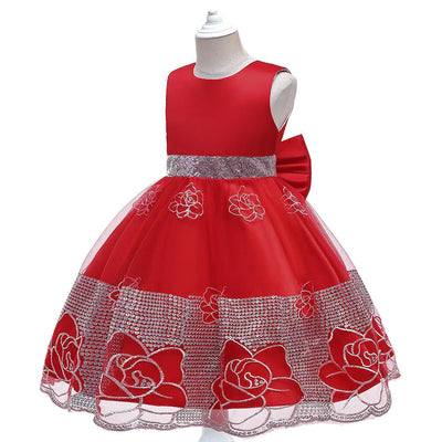 2023 New Embroidered Mesh Princess Dress for Girls