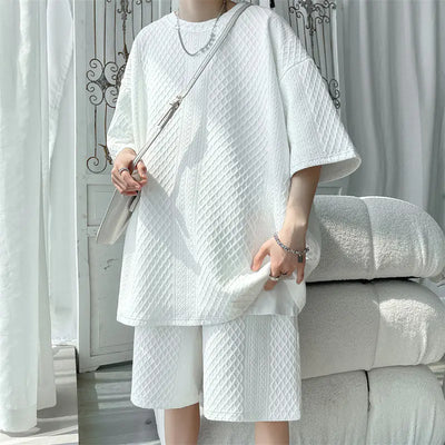 Summer New Solid Color Short Sleeve Two-Piece Set