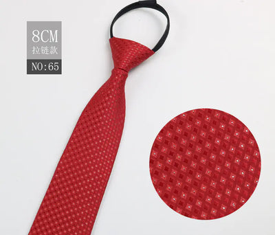 Black Men's Tie - Blue Striped Business Zipper Tie