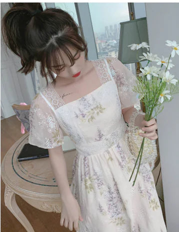 Super Fairy Retro Lace Floral Dress
