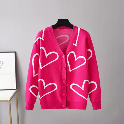 2023 Autumn Winter Women's Knit Cardigan with Hearts