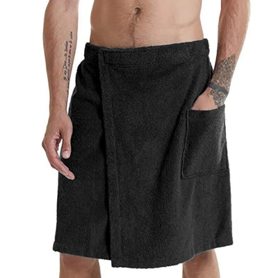 Men's Velcro Bathrobe with Pocket Towel