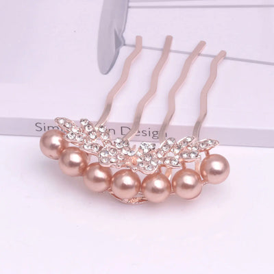 Korean Pearl Four-Tooth Comb with Bowknot Hair Accessory