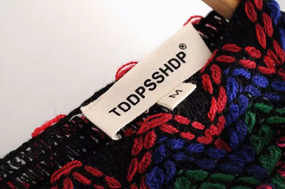 Irregular V-Neck Knit Sweater with Fringe Shawl