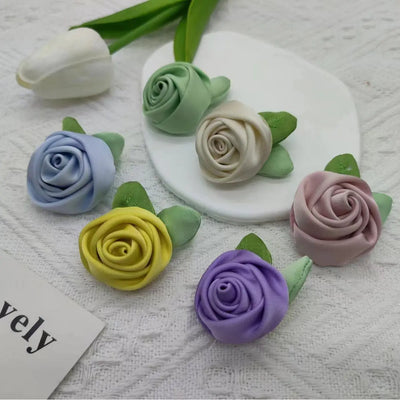 New Satin Rose and Leaf Hair Accessory for Apparel