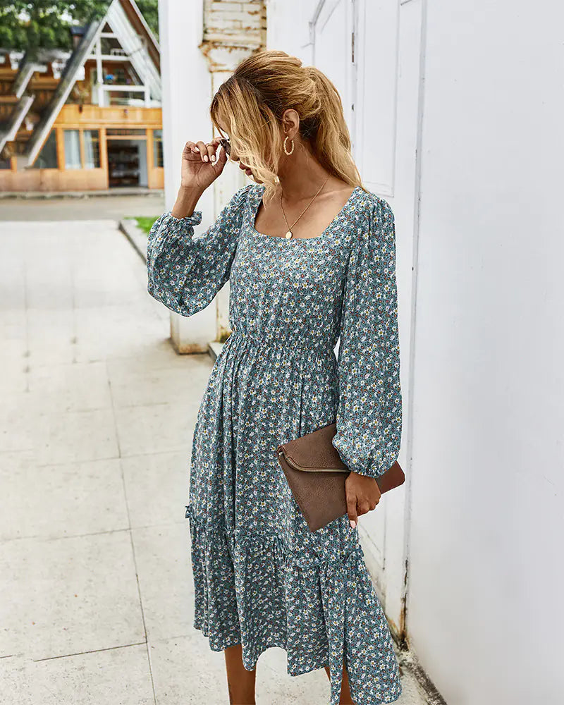 Elegant Long Sleeve Floral Dress for Women