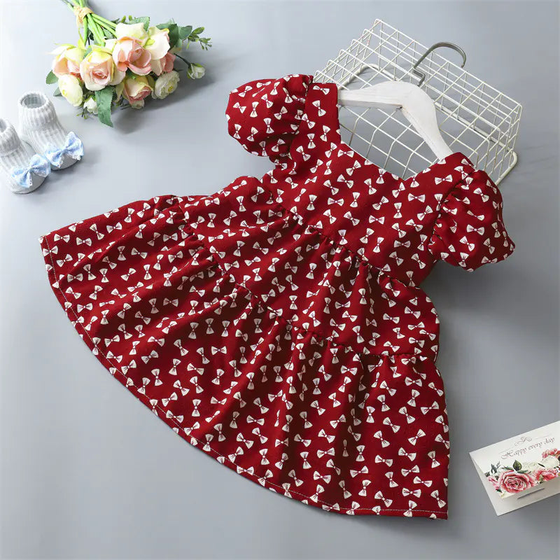 Girls' Floral Dress with Bowknot for Kids