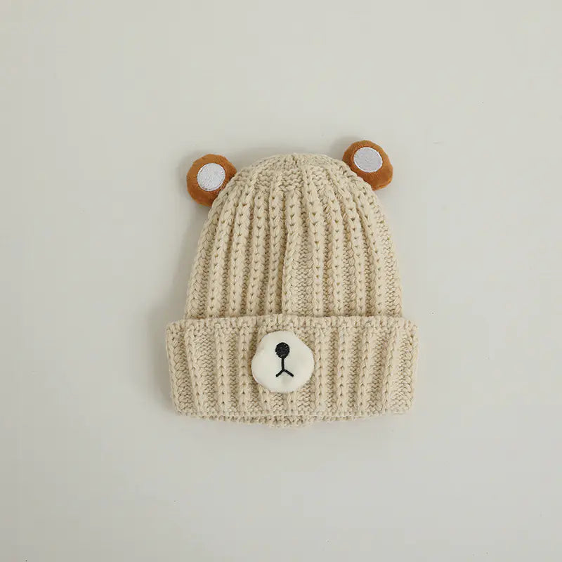 Knitted Bear Hat in Candy Color Woolen Style