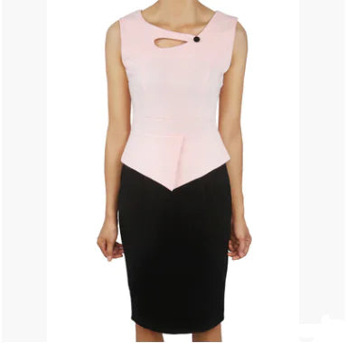 Floral Patchwork Plus Size Sleeveless Pencil Dress