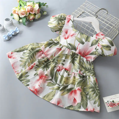 Girls' Floral Dress with Bowknot for Kids
