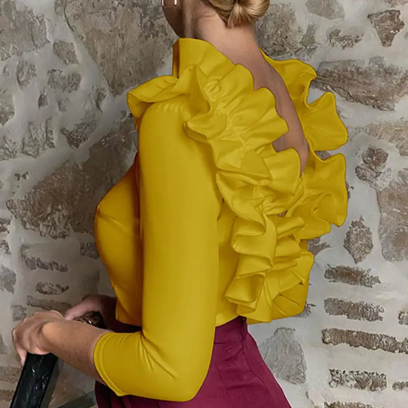 Ruffle Neck Top for Women - New Sexy Niche Design
