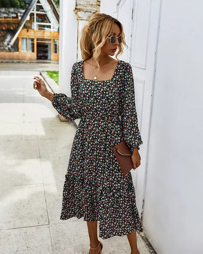Elegant Long Sleeve Floral Dress for Women