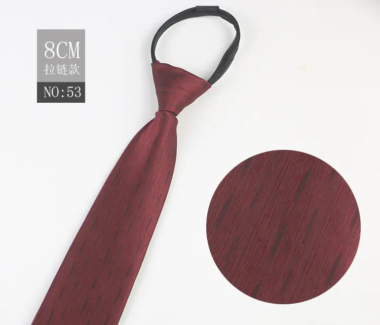 Black Men's Tie - Blue Striped Business Zipper Tie