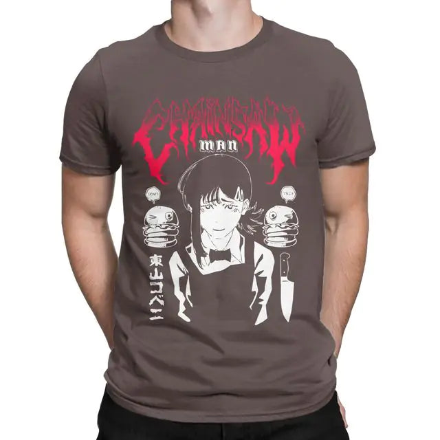Men's Cotton T-Shirt with Retro Anime Scene Design