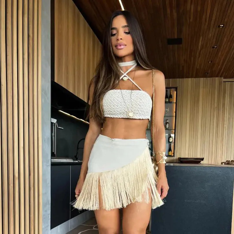 2024 Women's Solid Color Two-Piece Vacation Set