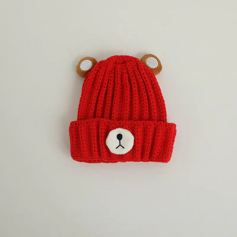 Knitted Bear Hat in Candy Color Woolen Style