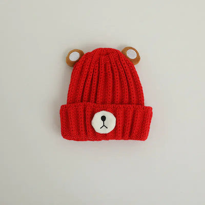 Knitted Bear Hat in Candy Color Woolen Style