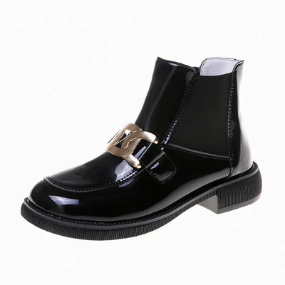 Chunky Heel Fashion Ankle Boots in Metal Design