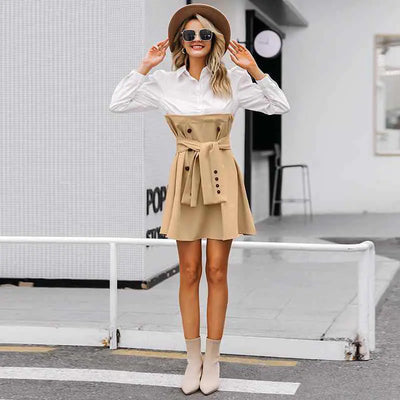 Color Block Suit Dress - Women's Fashion 2019 Winter