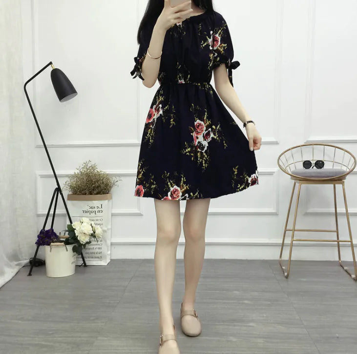 Strapless High-Waist Floral Dress