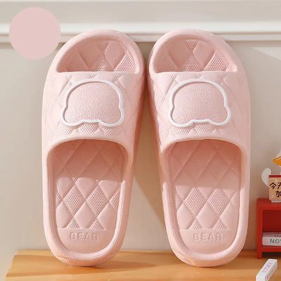 Rhombus Bear Design Non-Slip Thick Sole Slippers