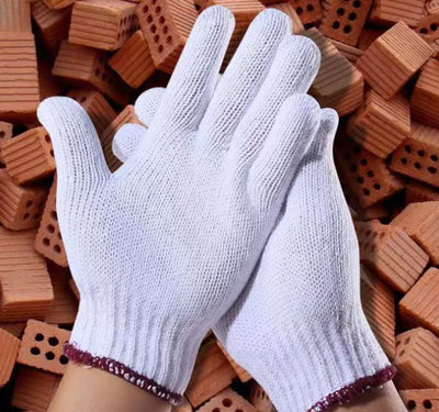 Thick Red Cotton Yarn Work Gloves for Adults